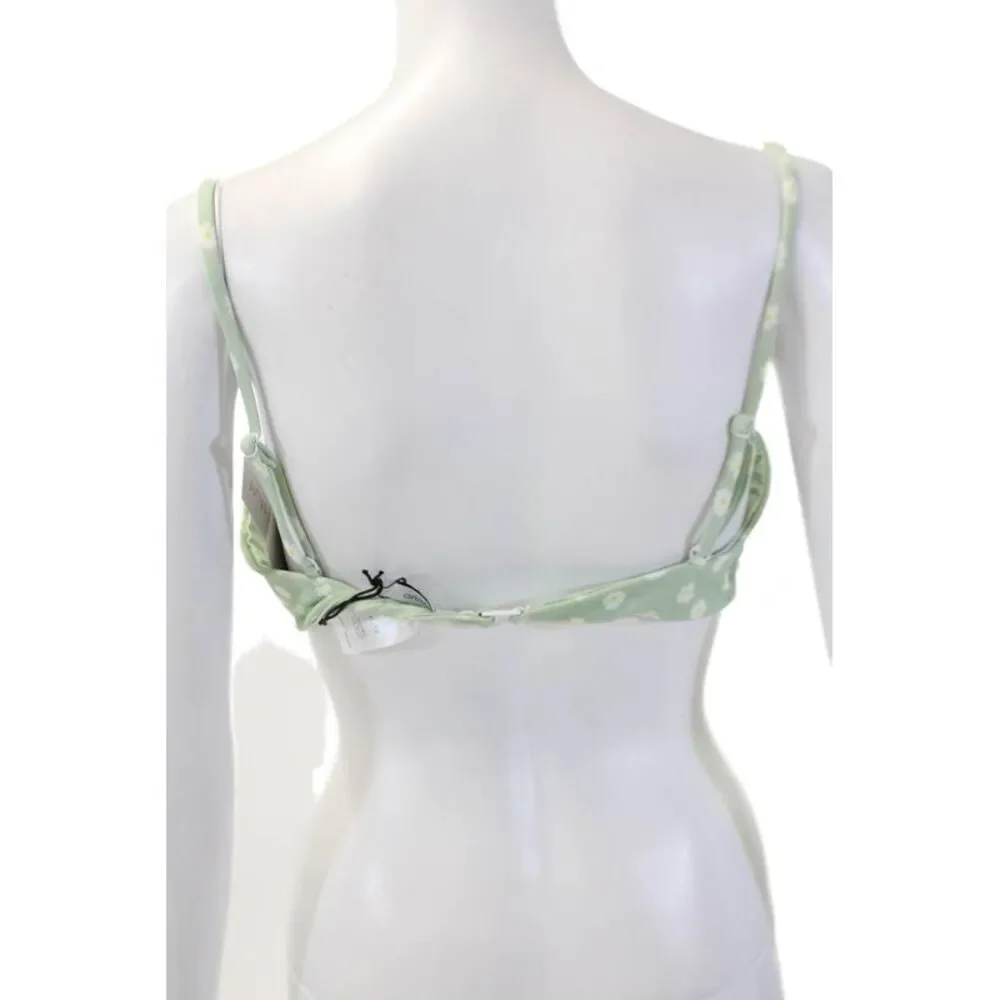ONIA Womens Liana Daisy Print Underwired Bikini Top Green Size XL